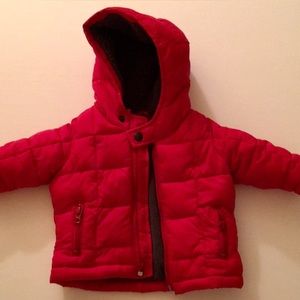 EUC Red Babygap Hooded Puffer Lined Coat 0-6 month